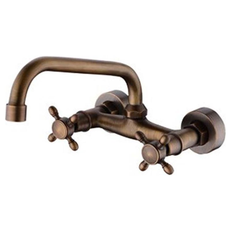 – Antike Wandarmatur Aus Kupfer/messing – Bronze-finish – Drehbar Für Warm- Und Kaltwasser – Einfache Montage