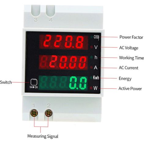 Multifunktionales Digitales Din-schienen-strom-, Spannungs- Und Leistungsfaktormessgerät (ac80-300v 100a)