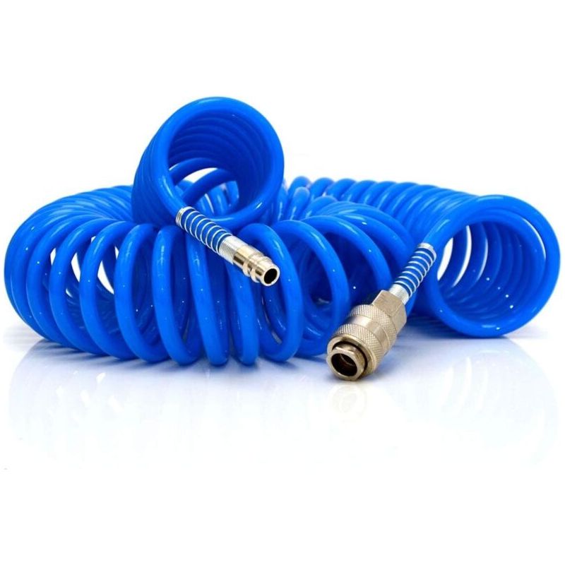 15 M Langer Spiral-druckluftschlauch, 8 Mm Durchmesser, 10 Bar Druck, 1/4"-schnellkupplung, Flexibel Und Stoßfest