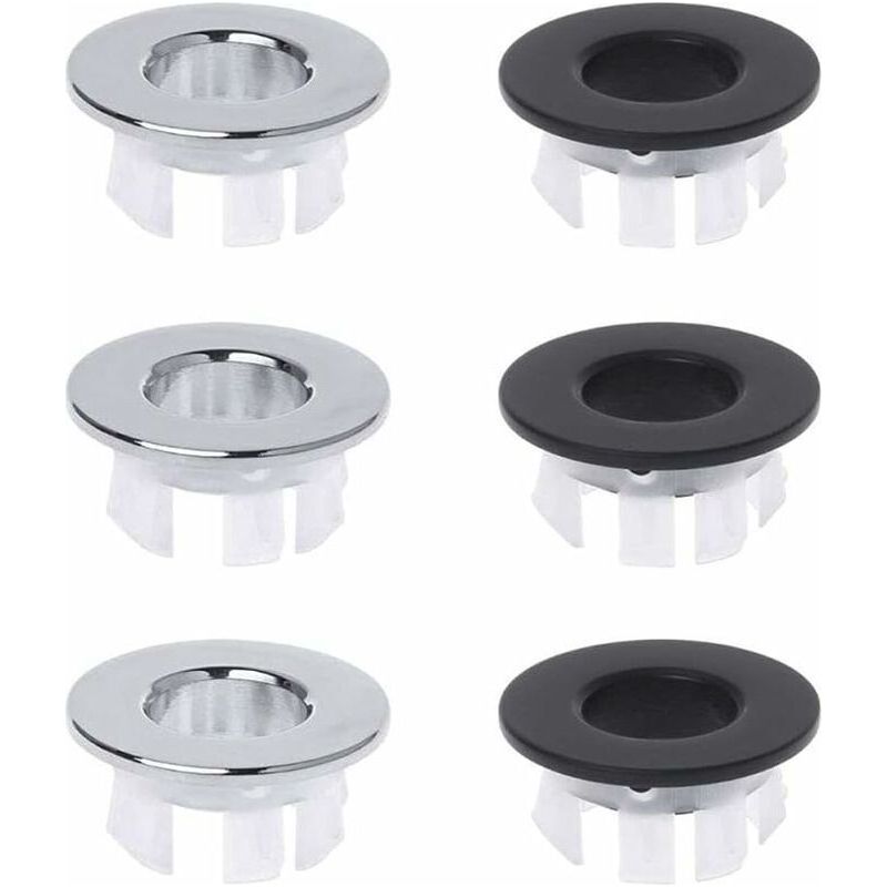 Set Mit 6 Überlaufstopfen Aus Kupfer Und Kunststoff Für Spülbecken, 30 Mm Durchmesser, Für 22–24 Mm Große Löcher. Einfache, Werkzeuglose Montage.