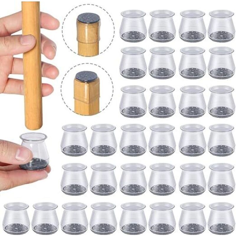 – Packung Mit 32 Silikon-stuhlbeinschonern – Kleine Größe (23–32 Mm) – Transparente Gleiter Für Hartböden – Geräuschloses Gleiten