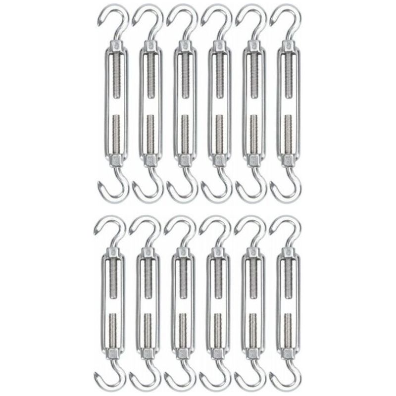 304 Edelstahl-seilspannschlösser, 12er-pack, Verstellbar Von 115 Mm Bis 180 Mm, Hakenschraubenbefestigung Für Optimale Spannung
