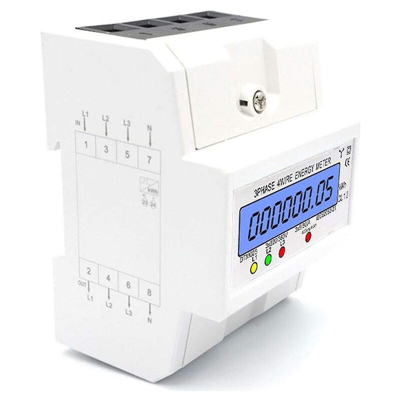 – Drehstromzähler 220/380 V – 5–80 A – Hintergrundbeleuchtetes Lcd-display – Din-schienenmontage – Genauigkeit 1,0 Iec62053-21