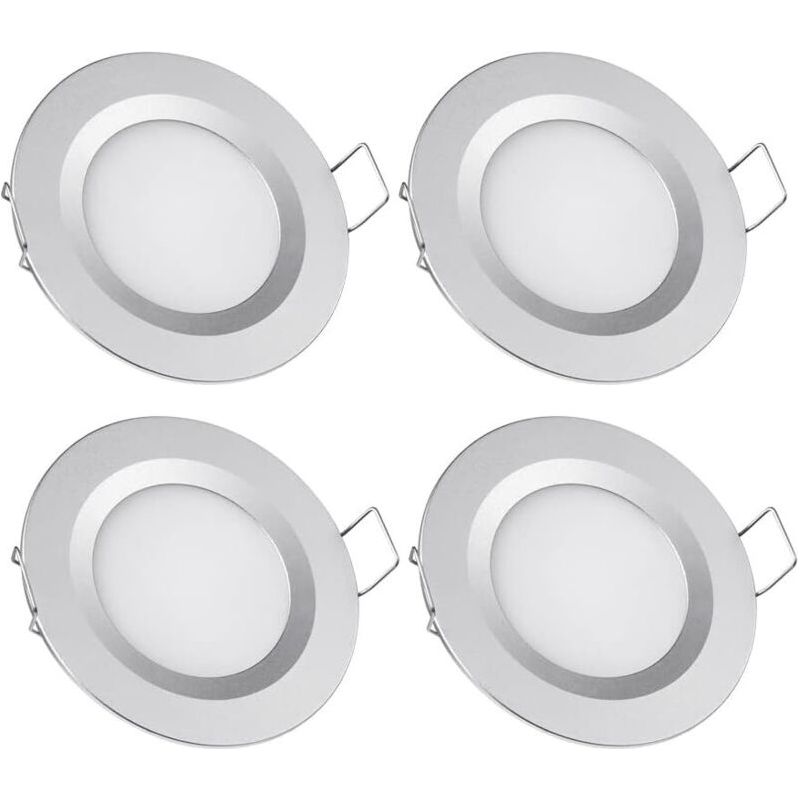 – 4er-pack Led-einbaustrahler (12 V) – Ausschnitt 58–65 Mm – 3 W, 6400 K, Kaltweiß – Deckenleuchte Für Wohnmobil, Boot, Wohnwagen, Transporter Und Yacht