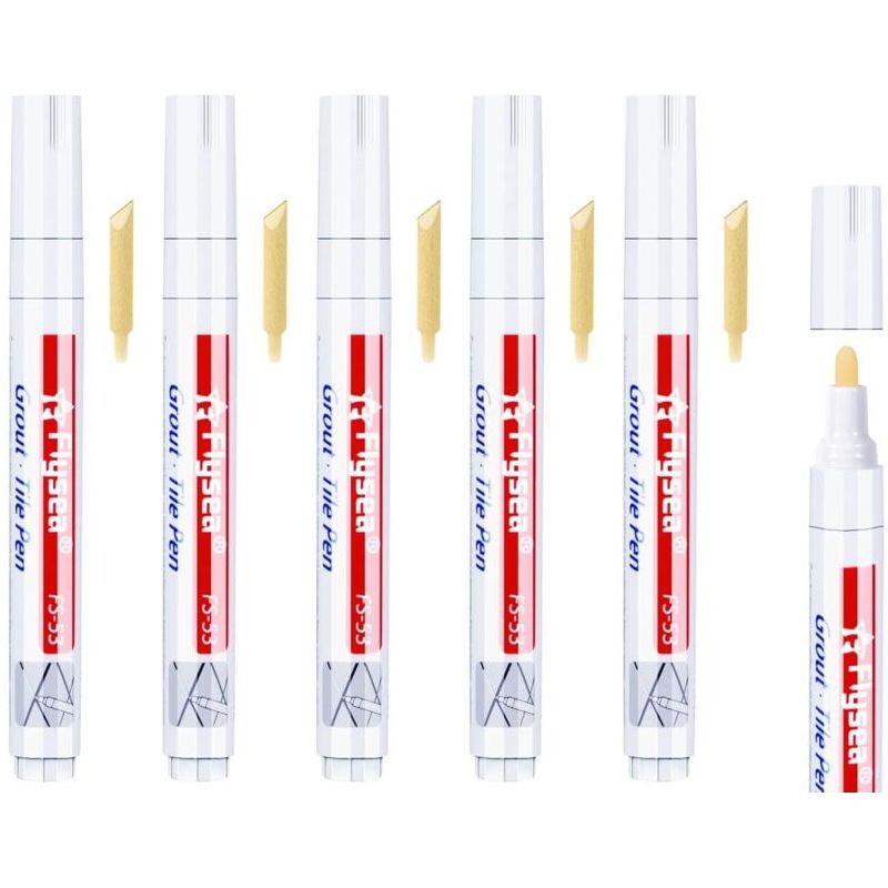 5-teiliger Weißer Fugenstift Für Wand-, Boden-, Badezimmer- Und Küchenfliesen, Fugenmasse Für Fliesenrenovierungen