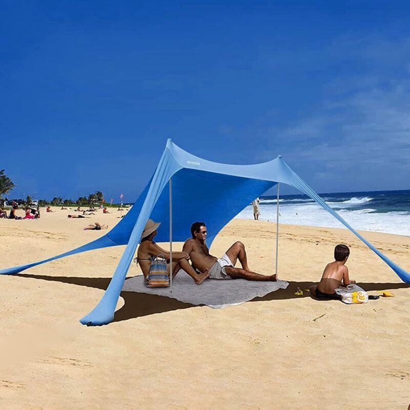 – Sonnenschirm Mit Uv-schutz 50+ – Tragbares Zelt 210 X 150 X 170 Cm – Aluminiumstangen – Sandanker Für Schnellen Aufbau