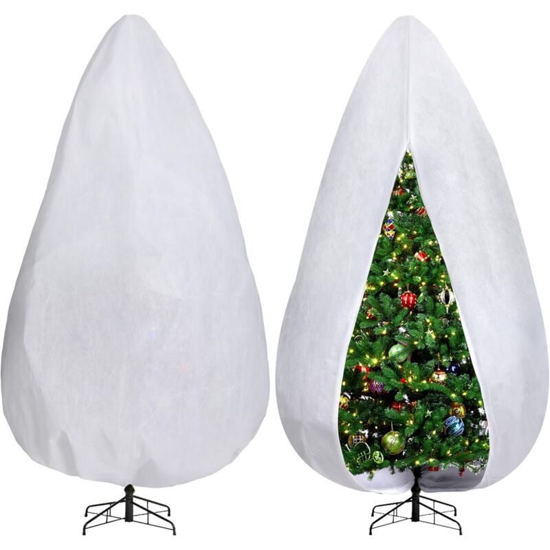 Vertikale Aufbewahrungstasche Für Weihnachtsbäume - Verstellbarer Bezug - Staubbeutel Aus Vliesstoff - Weiß - 1,8 X 1,2 M.