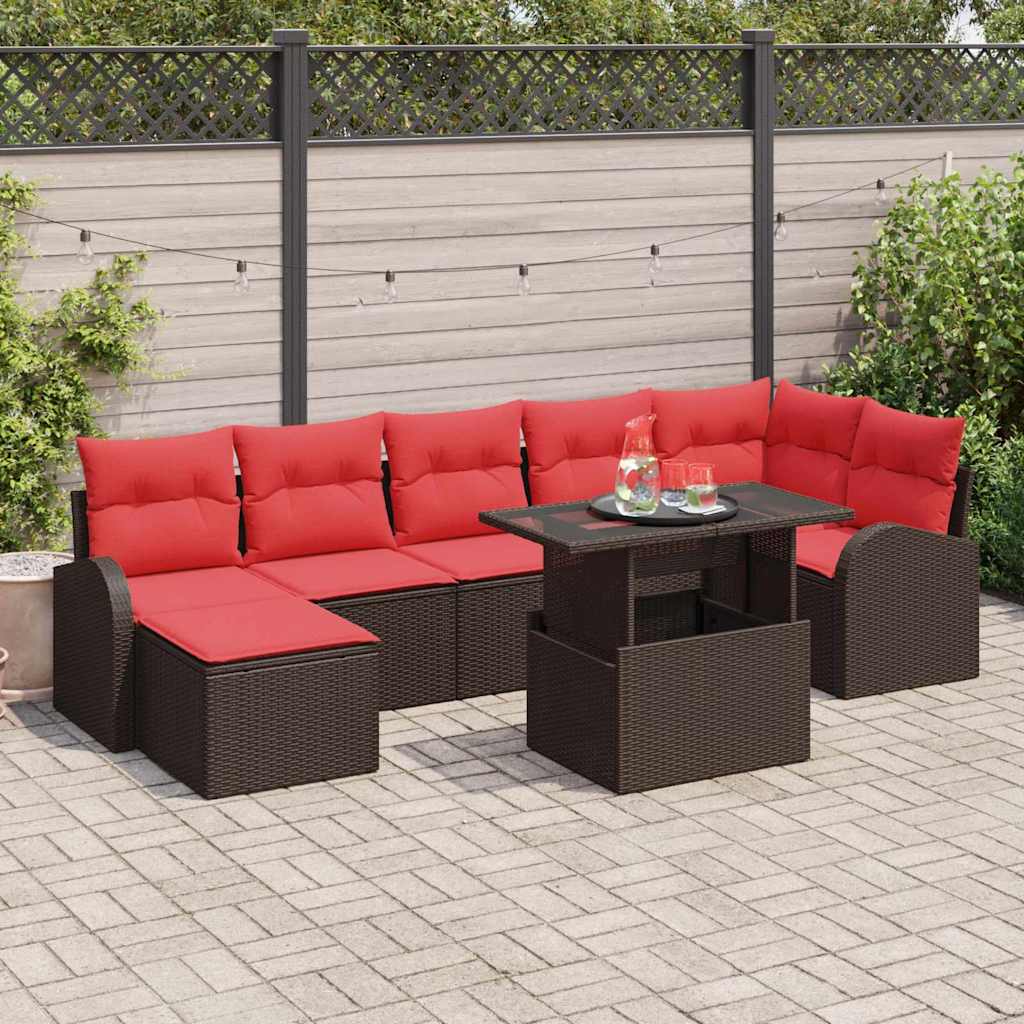 Vidaxl Garten-sofa-set Mit Kissen 8 Pcs Braun Und Rot