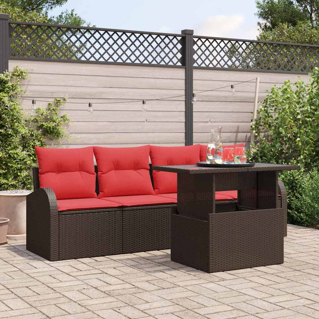 Vidaxl Gartensofa-set Mit Kissen Mit Kissen 5 Pcs Braun Poly Rattan