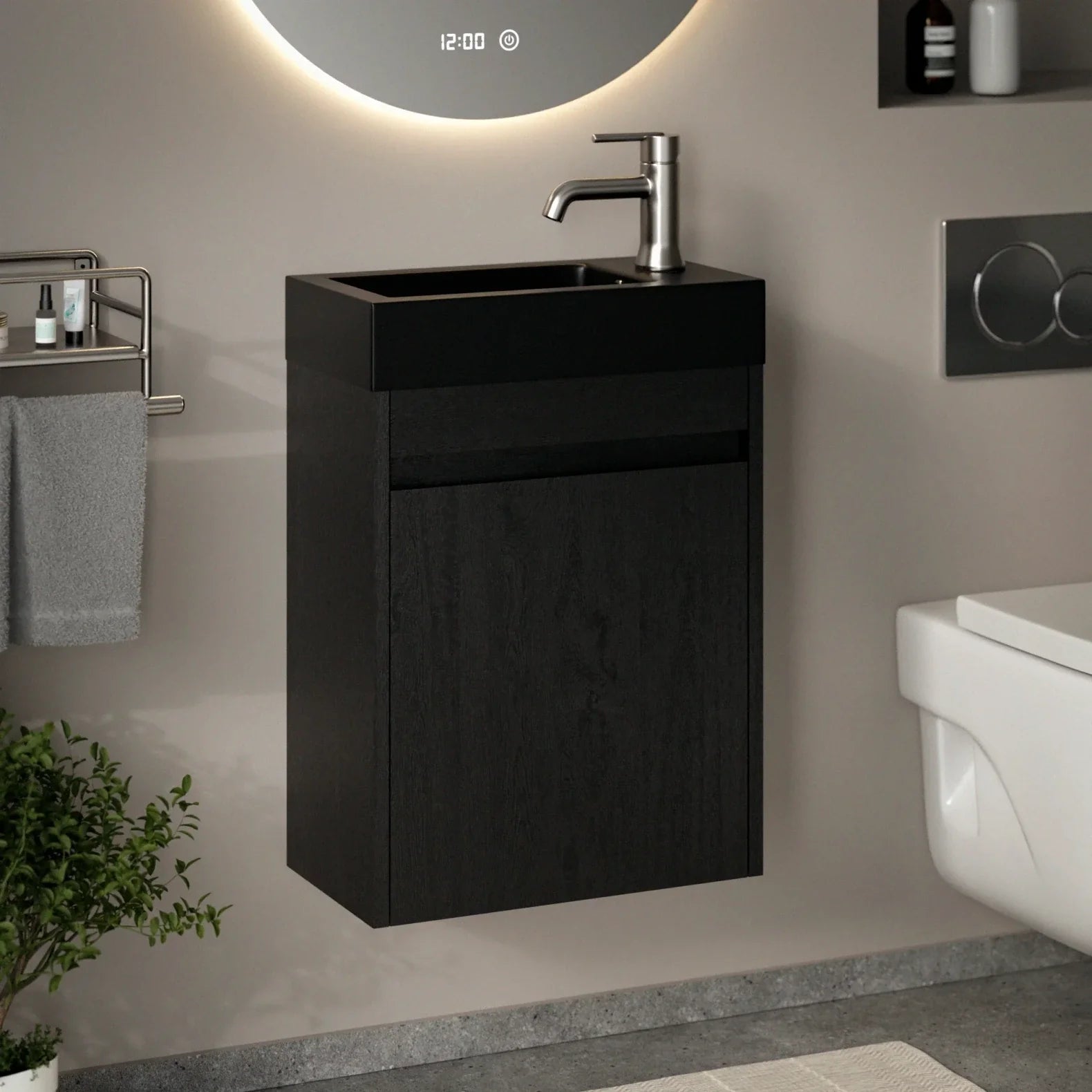 Gäste-wc-möbel Elen – 40 Cm – Schwarze Eiche - Schwarzes