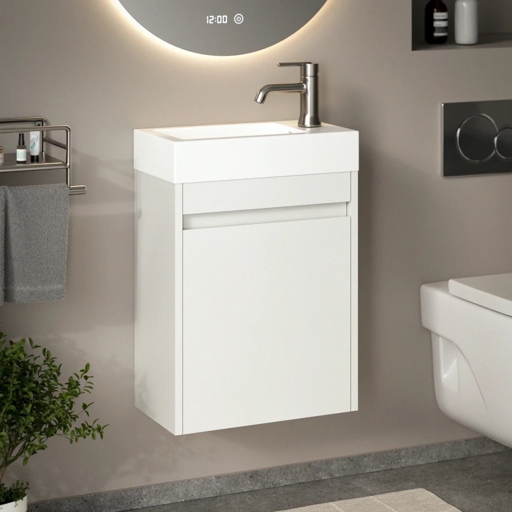 Gäste-wc-möbel Vivo – 40 Cm – Weiß - Weißes Waschbecken -