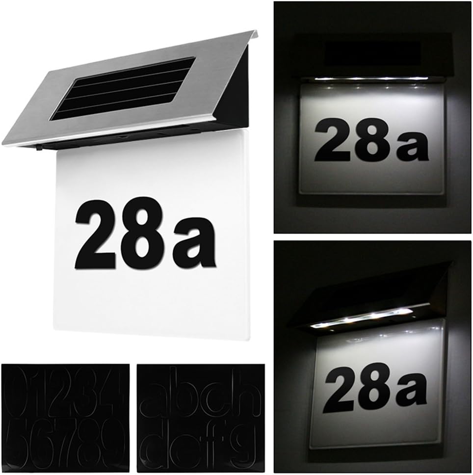 Led-solar-türnummernschildleuchte Aus Edelstahl, Kaltweiß (6000k), Buchstabenbeleuchtung Für Hausnummern