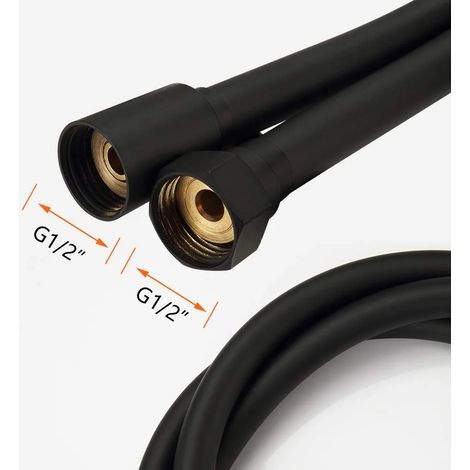 Flexibler Duschkopf, Duschschlauch, Verdrehsicher, 2 M, Standard-1/2"-anschluss, Verdrehfest, Geprüft Für Trinkwasser Unter Druck, Schwarz