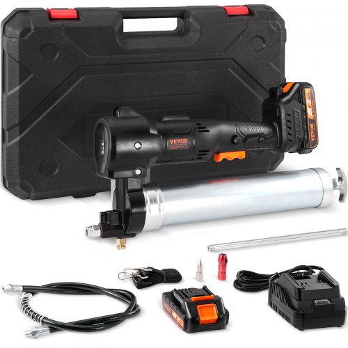 20v Akku Fettpresse 500g Schmierpresse 10.000psi Arbeitsdruck Elektrische Fettpresse 125g/min Ölfördermenge Inkl. 2x 2.0ah Akkus, Φ9x990mm Schlauch Und Schnellladegerät Universal Grease Gun