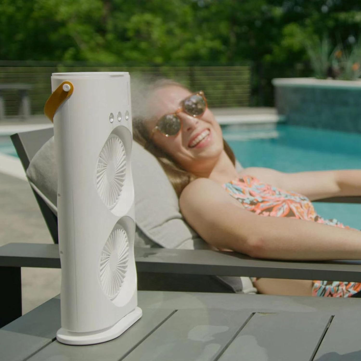 Tragbarer Doppelventilator Mit Sprühfunktion, Luftbefeuchtungsfunktion Und Led-beleuchtung. Persönlicher Luftkühler, Ideal Für Reisen, Camping, Schlafzimmer Und Zuhause.