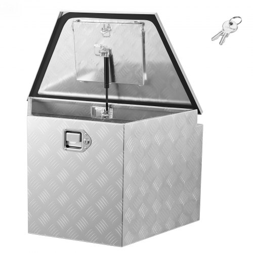 Deichselbox Truckbox 737 X 410 X 457 Mm Aus Aluminium, 50 Kg Belastbare Werkzeugaufbewahrungsbox Mit Schloss & Schlüsseln, Anhängerbox Für Pickup-ladeflächen Wohnmobile Suvs Geländewagen, Silber