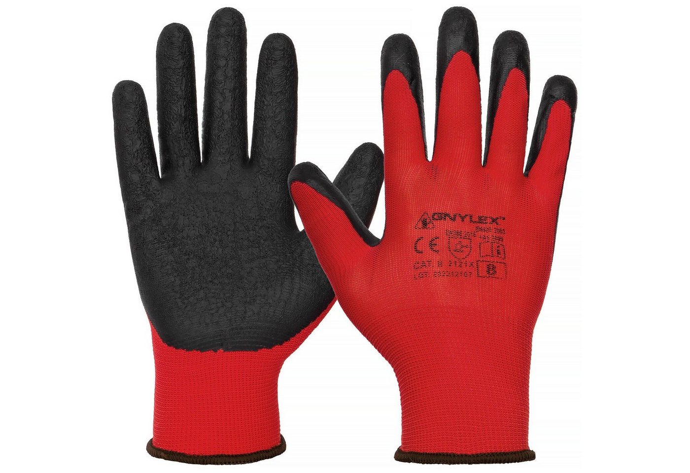 Polyester+latex Gnylex (rtela) Handschuhe Rot-schwarz 10 - 12.0 Par - Rek Gnylex10
