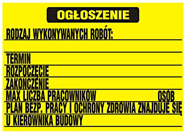 Ankündigungstafel Für Bauvorhaben Bioz 700500mm - Tab 7050