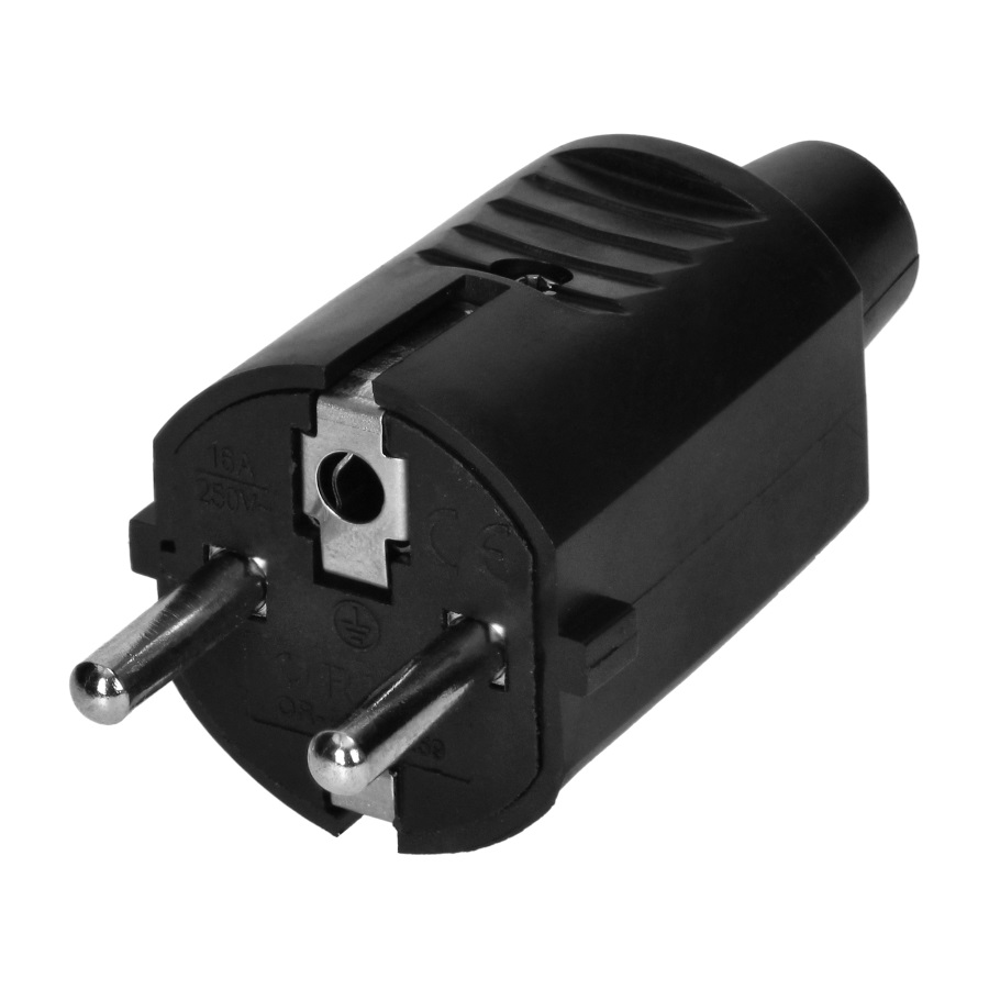 2p+z Uni-schuko-stecker, Schwarz - On-13259