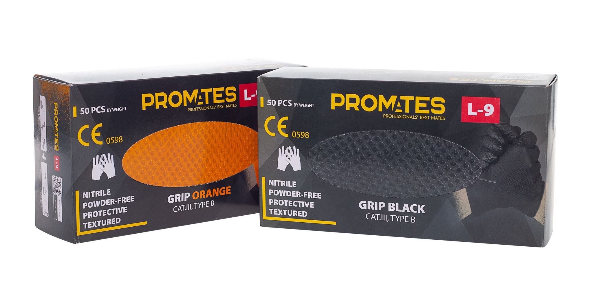 Verstärkte Nitrilhandschuhe Promates Grip Orange Xl, Packung Mit 50 Stück - Rek Gu 1297