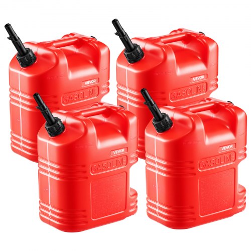 Kraftstoffkanister, 19 L, Benzinkanister Mit Ausguss & Klarer Skala, Max. Durchflussrate 15 L/min, Flüssigkeitsbehälter Für Die Meisten Autos, Motorräder, Atvs & Utvs, Rot, 4er-pack