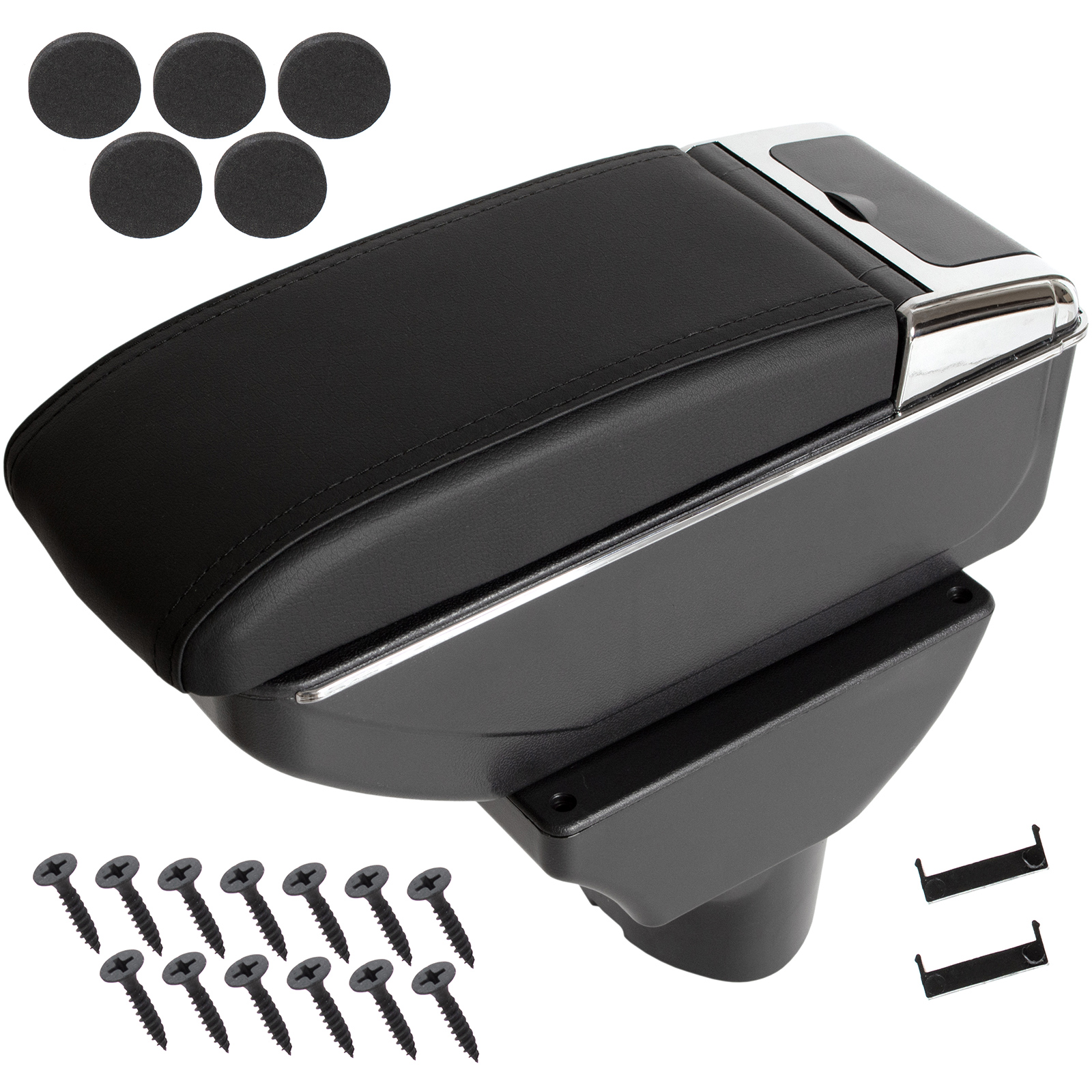 Hyundai I20 I 08-14 Armlehne Mit Ablagefach, Schwarzes Kunstleder + Montagesatz