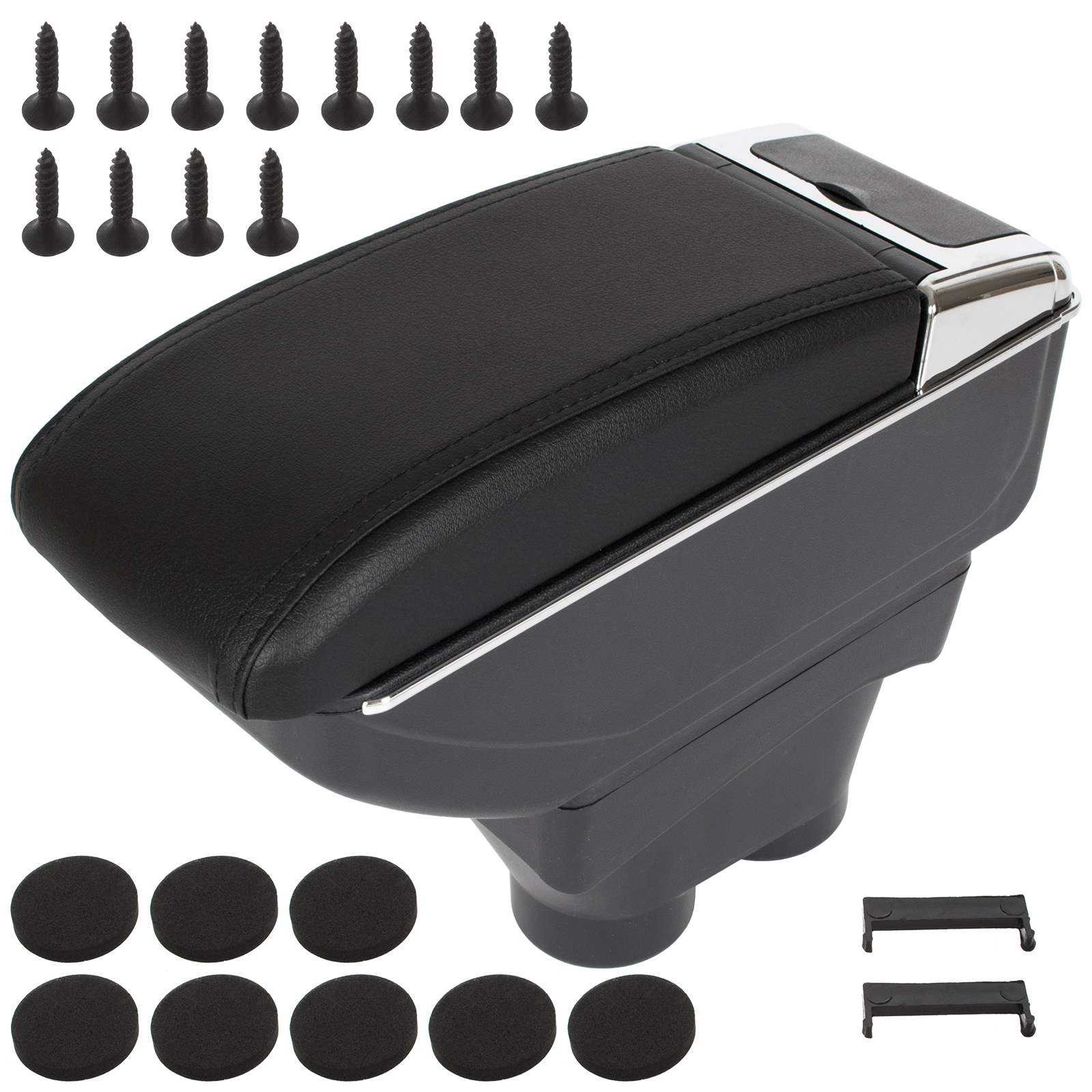 Peugeot 208 12-19 Armlehne Mit Ablagefach, Schwarzes Kunstleder + Montagesatz