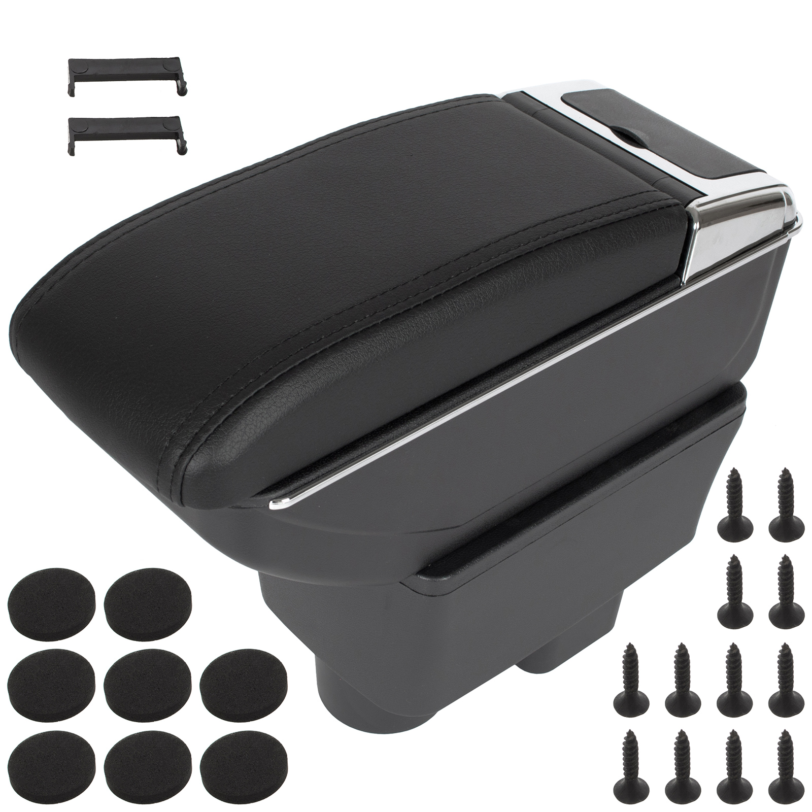 Skoda Fabia Ii 06-14 Armlehne Mit Ablagefach, Schwarzes Kunstleder + Montagesatz