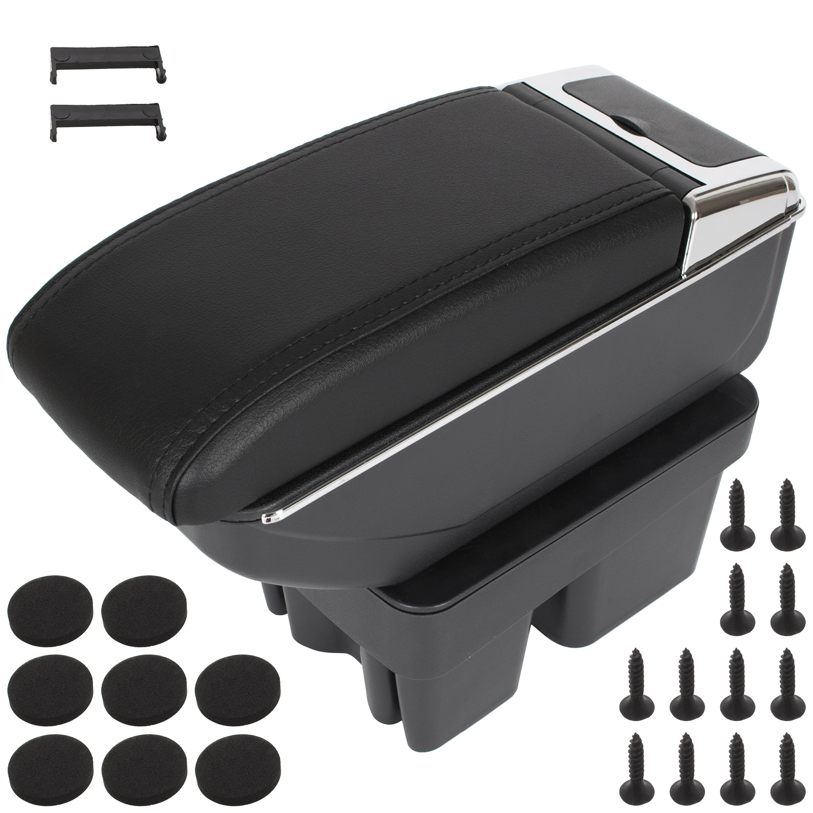 Vw Golf Vii 12-20 Armlehne Mit Ablagefach, Schwarzes Kunstleder + Montagesatz