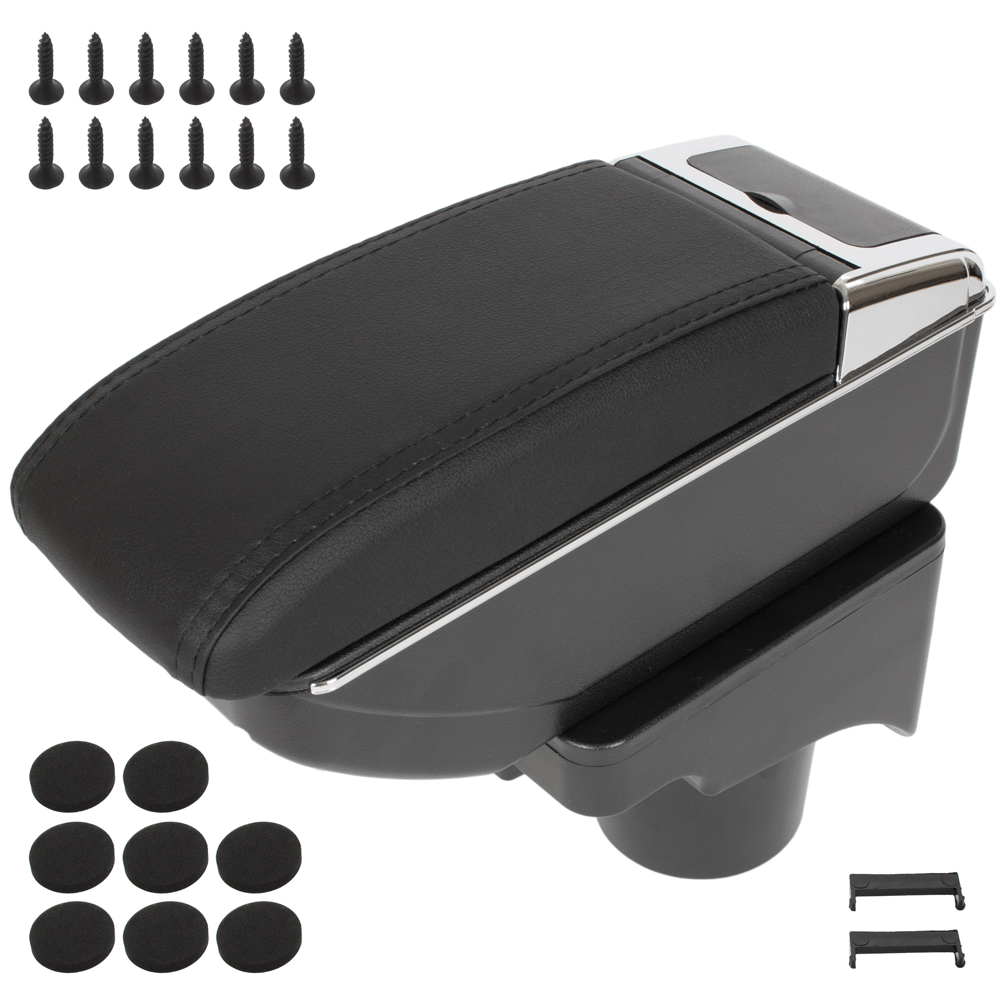 Vw Golf V 03-09 Armlehne Mit Ablagefach, Schwarzes Kunstleder + Montagesatz