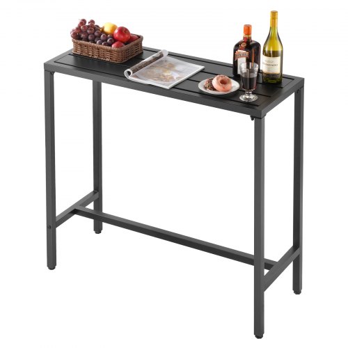 Bartisch, 1000 X 375 X 980 Mm, Bistrotisch, Stehtisch Mit Metallgestell, Rechteckige Esstische, Küchentisch, Tresentisch, Partytisch, Gartenmöbel Für Balkon, Garten, Poolrand