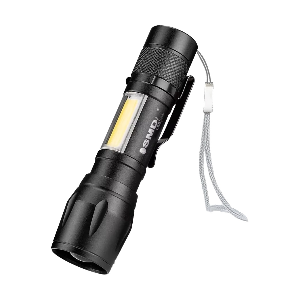 Led-zoom-taschenlampe Aku 5w Xpe+ Cob+ Gehäuse - Sd-akc0328sl