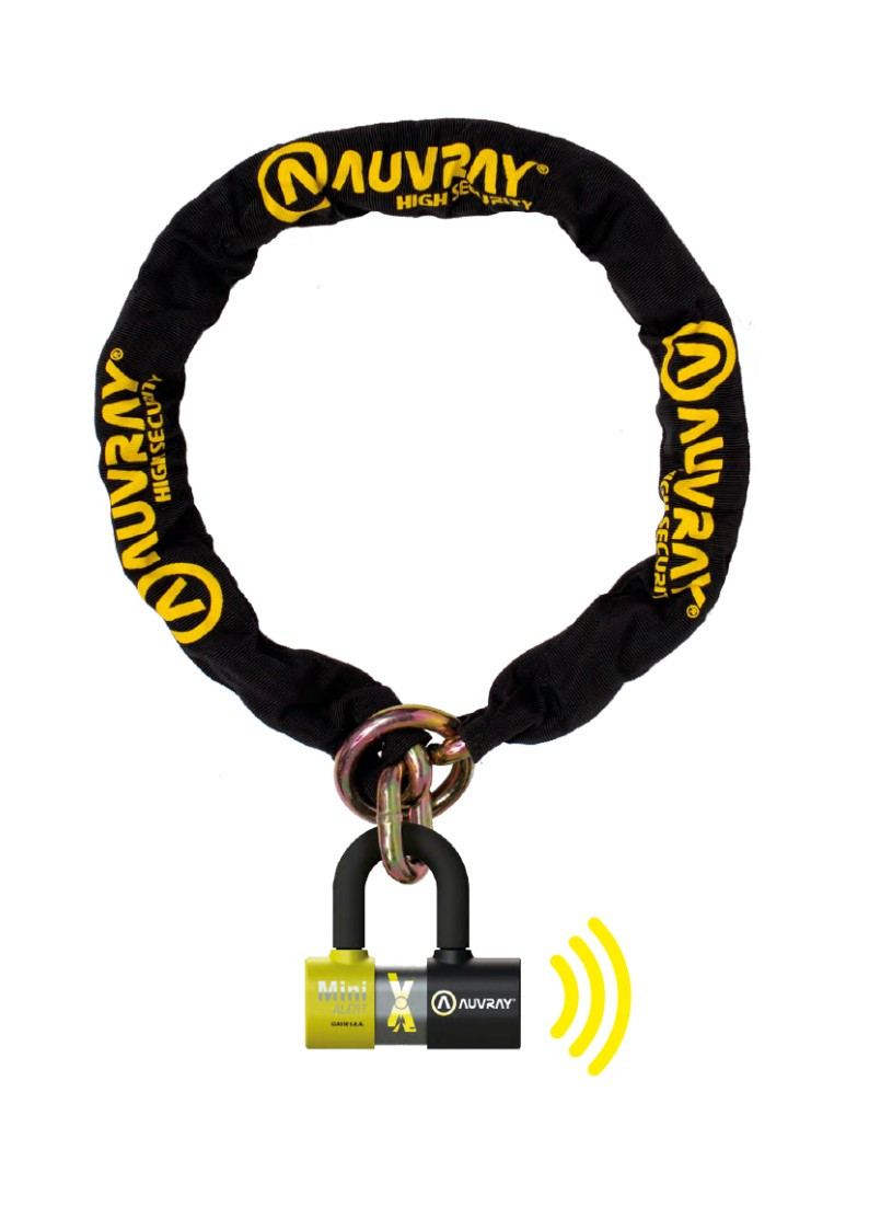 Auvray Kettenset Mit Lasso-glied Und Xtrem Mini-vorhängeschloss Mit Alarm - Länge 100 Cm, Durchmesser 13,5 Mm (s.r.a. Und Art-klasse)