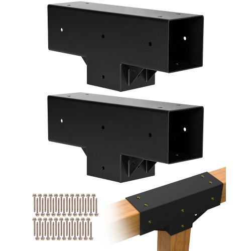 Pfostenverbinder, 2er-pack, T-förmige Pfostennecke Für Posten Mit Einer Innengröße Von 92 X 92 Mm, 3-wege-pergola-halterungen, Pavillon-halterungssatz Mit Schrauben