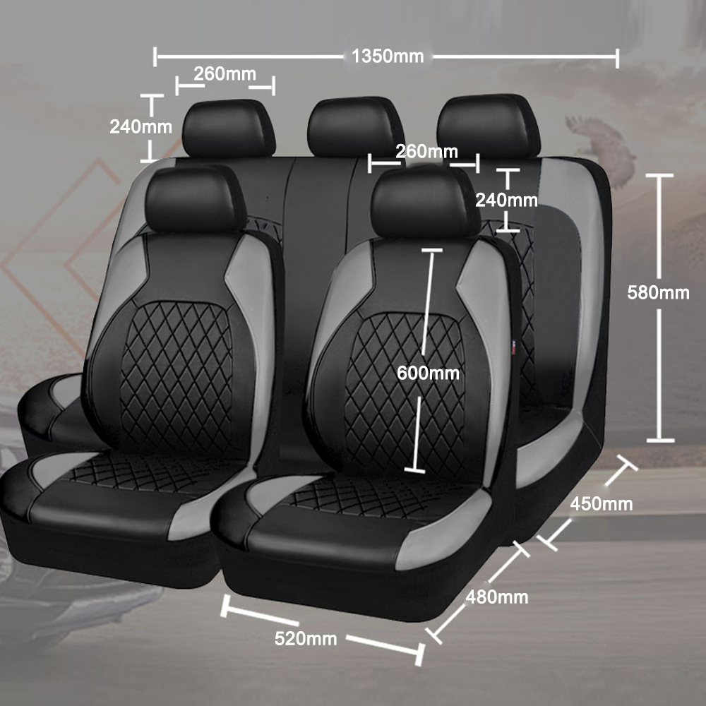 Komplettes Set Aus 9 Universellen Autositzbezügen Aus Pu-leder, Innenausstattung Für Suvs.