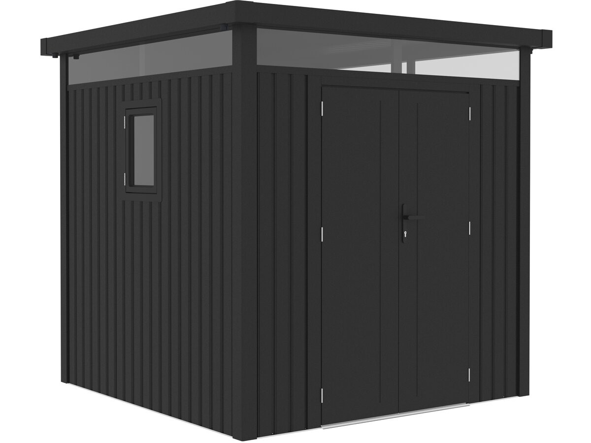 Premium-gartenhaus Aus Metall Mit Flachdach Und Flügeltür "lexinton" – 5,29 M² – Grau