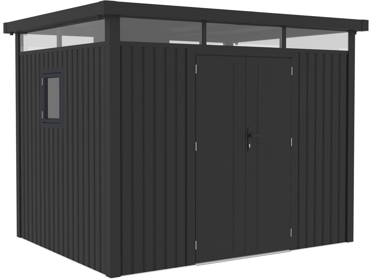Premium-gartenhaus Aus Metall Mit Flachdach Und Flügeltür "lexinton" – 6,76 M² – Grau