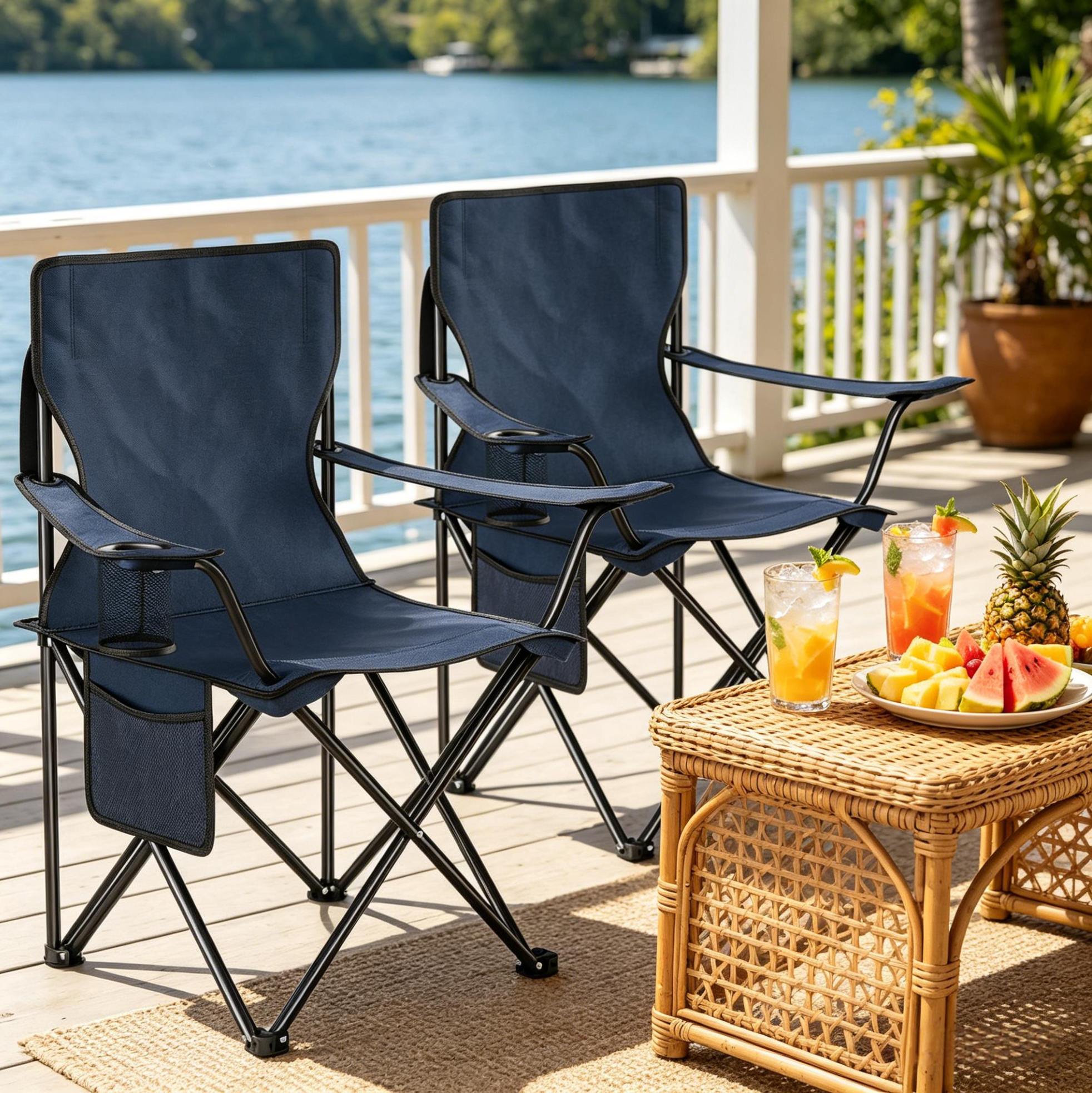 Stuhl Klappstuhl Tragbar 2er Set Oxford Marineblau Havrya