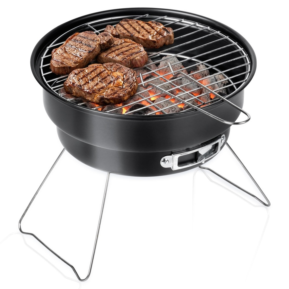 Tragbarer, Faltbarer Holzkohlegrill Aus Stahl, 28 X 26 X 22 Cm