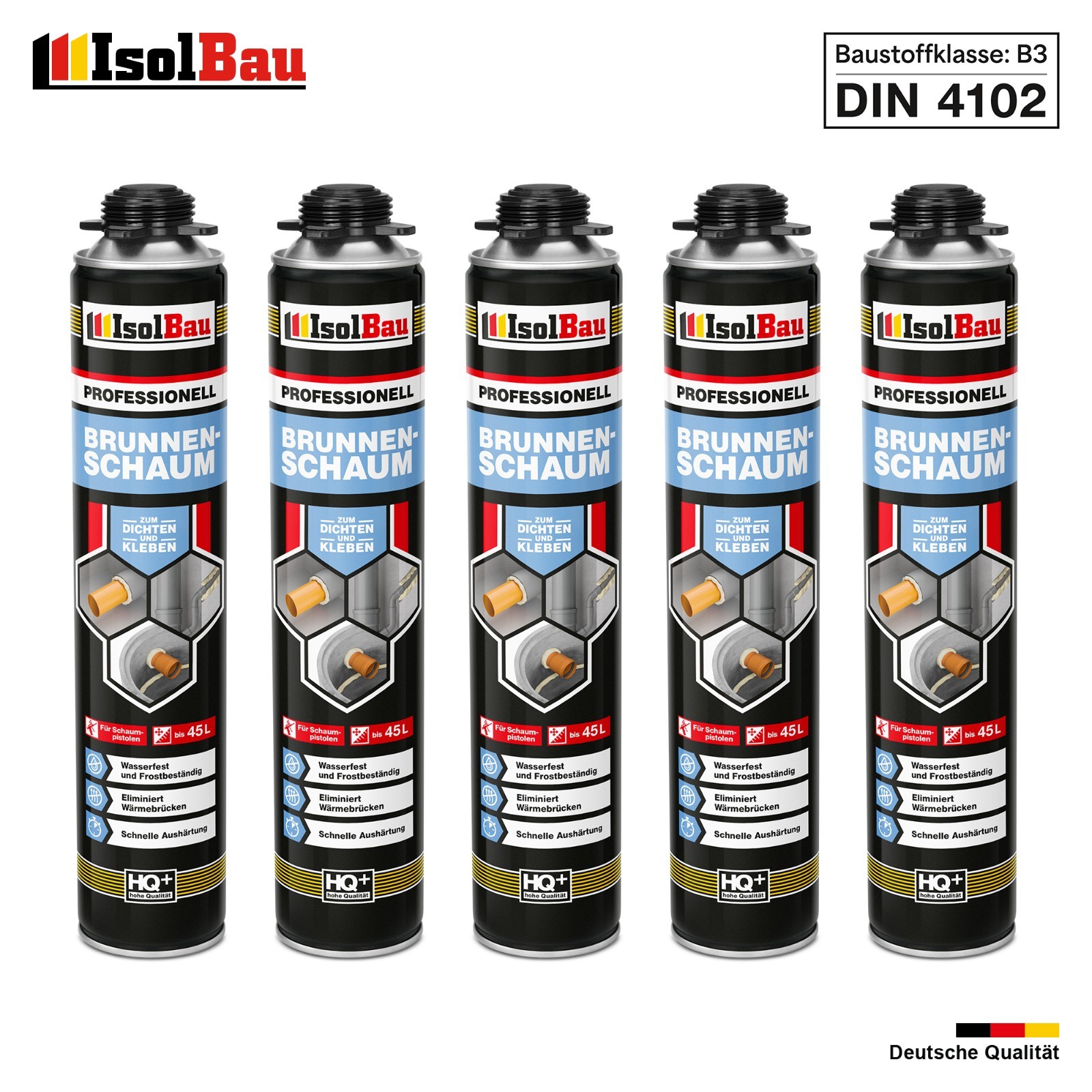 Brunnenschaum 5 X 750ml Bauschaum Pistolenschaum Montageschaum Isolbau