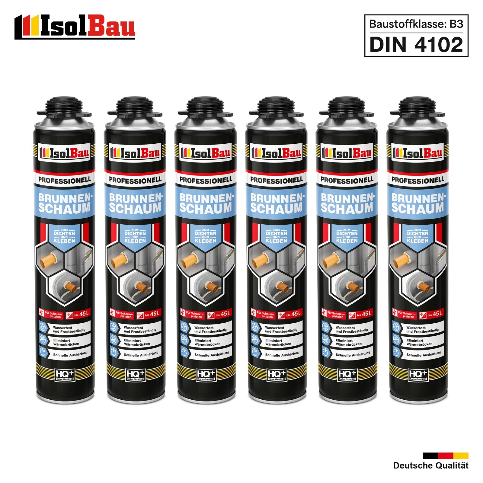 Brunnenschaum 6 X 750ml Bauschaum Pistolenschaum Montageschaum Isolbau