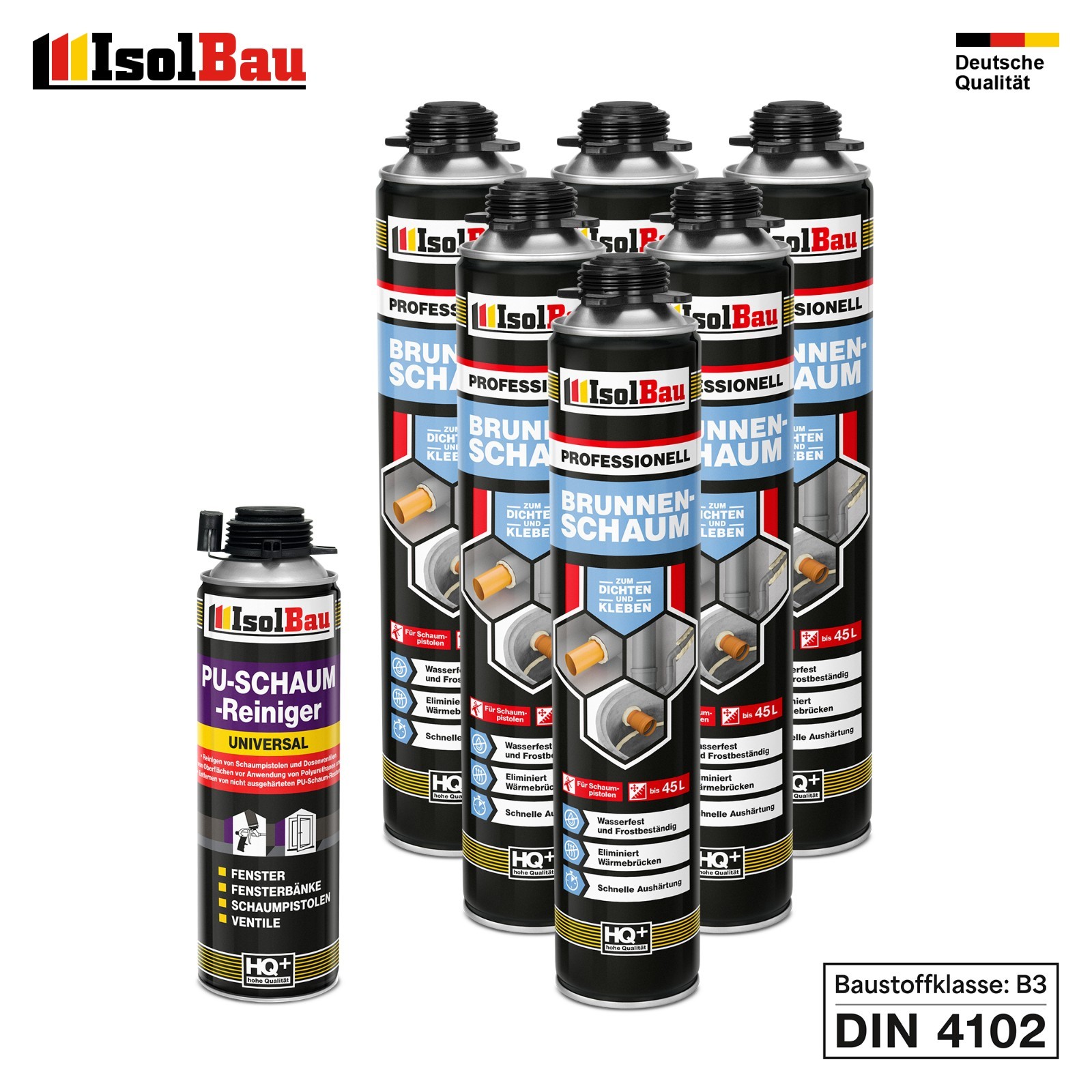 Brunnenschaum 6 X 750ml Bauschaum 1 X Reiniger Pistolenschaum Montageschaum