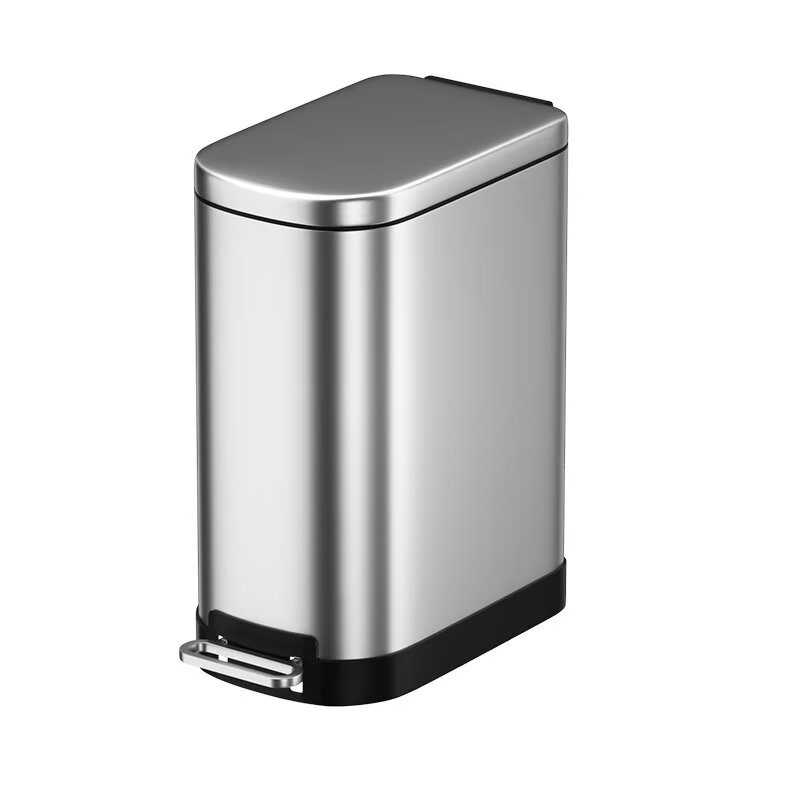 D-förmiger, Fleckenabweisender Treteimer Mit Soft-close-deckel, Für Bad, Schlafzimmer Oder Wohnzimmer, Schlankes Design Für Enge Räume, 10 L, Gebürsteter Edelstahl