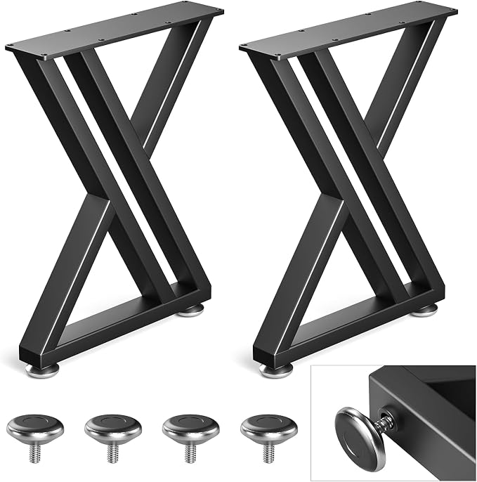 Set Mit 2 Schwarzen Tischbeinen Aus Metall – Robust – Für Couchtisch, Esstisch, Schreibtisch – 40 X 30 Cm – Y-förmig