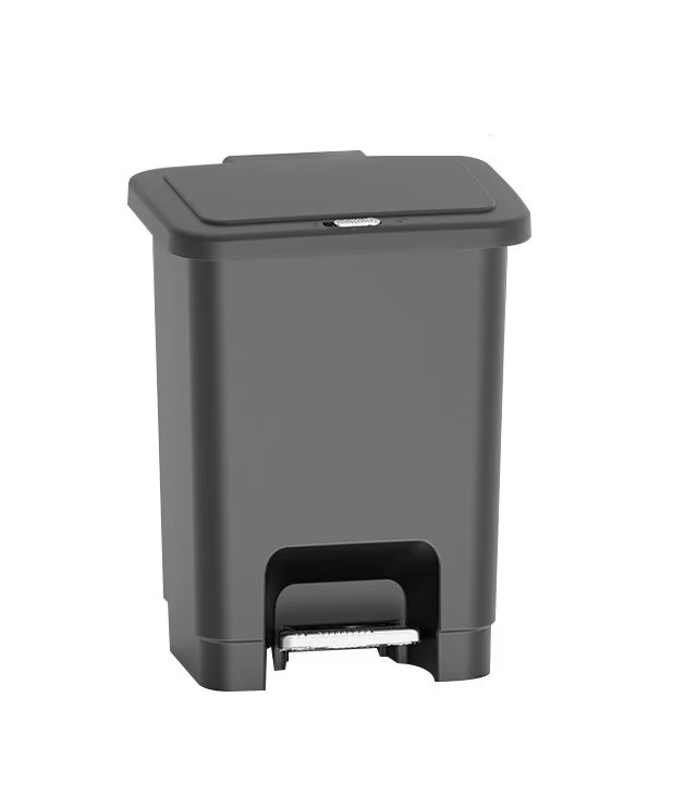 Treteimer, Rechteckig, 10 L, Aus Recyceltem Kunststoff, Für Küche, Büro, Waschküche, Garage, Werkstatt, Badezimmer, Schwarz