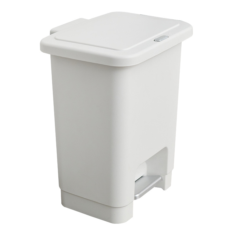 Treteimer, 10 L, Rechteckig, Aus Recyceltem Kunststoff, Für Küche, Büro, Waschküche, Garage, Werkstatt, Badezimmer, Weiß