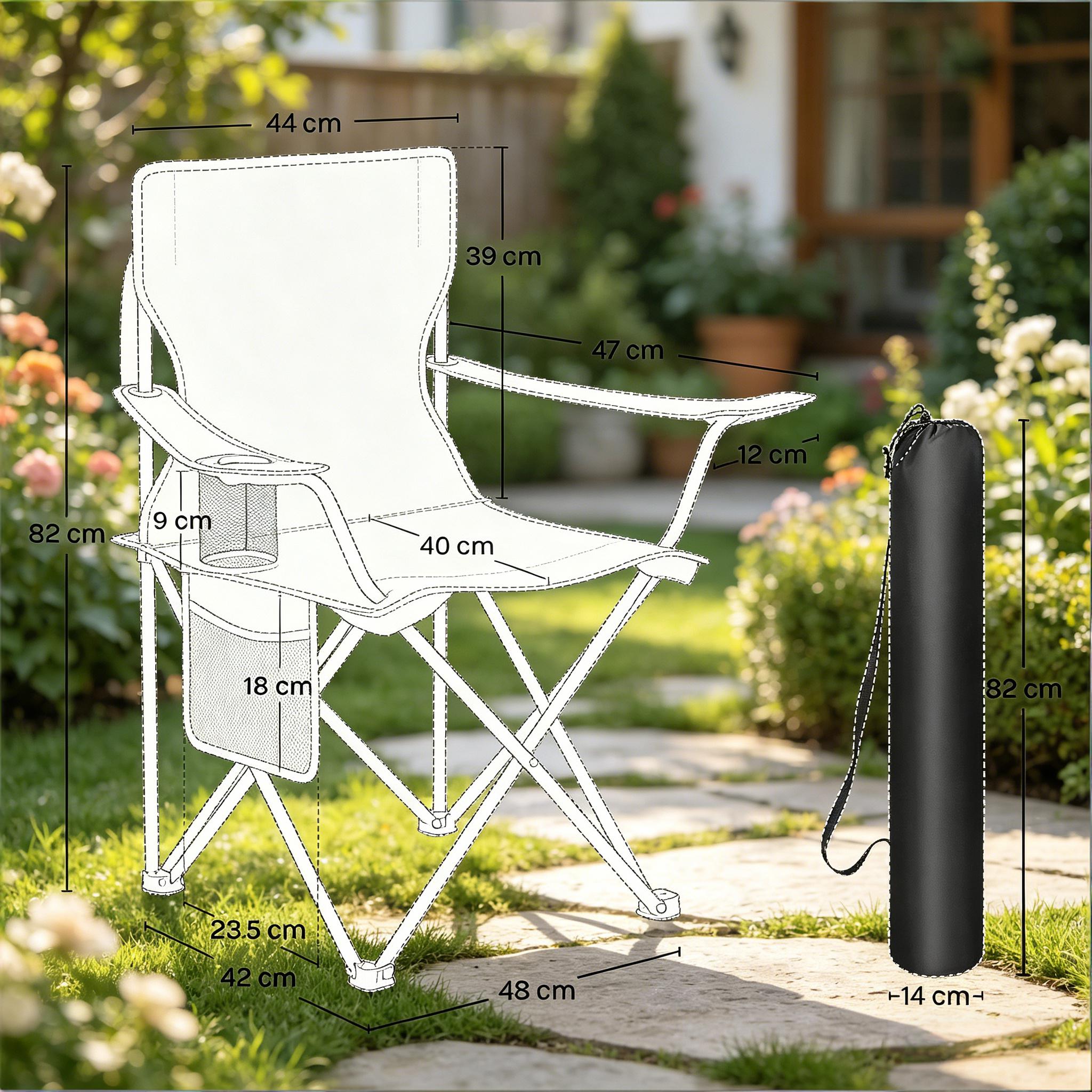 Bequemer Campingstuhl,strandstuhl Mit Einem Tassenhalter,klappbarer Angelstuhl(2pcs Outdoor Stühle)