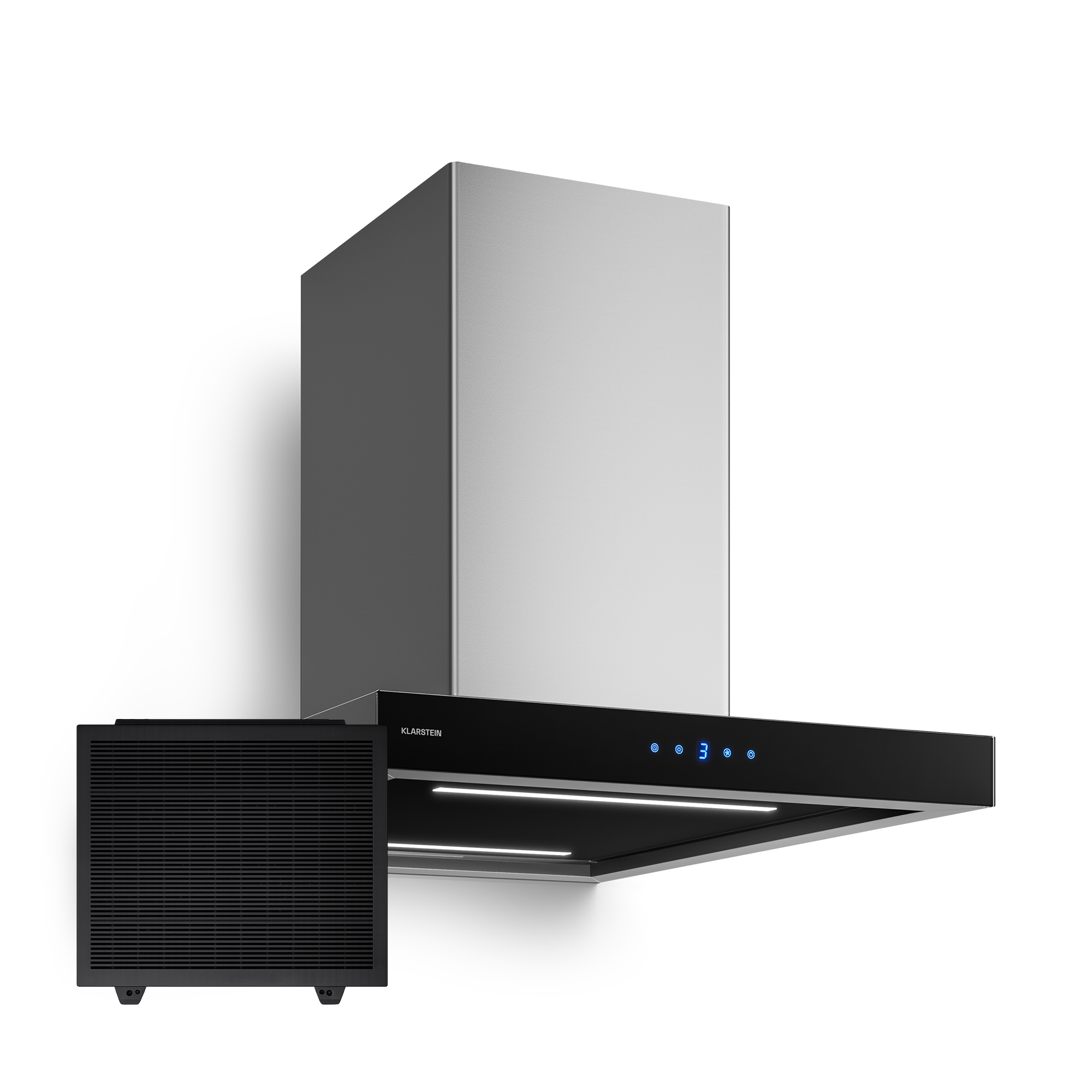 Klarstein Valeria Insel-dunstabzugshaube – Decken-dunstabzug 630 M³/h, Touch-bedienfeld, Led-beleuchtung, Boost-modus, Umluft Oder Abluft