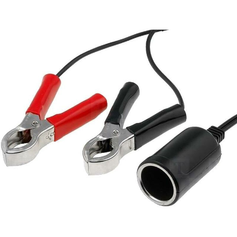 12v 5a Zigarettenanzünderstecker, Schwarz, Mit Krokodilklemmen – 50 Cm