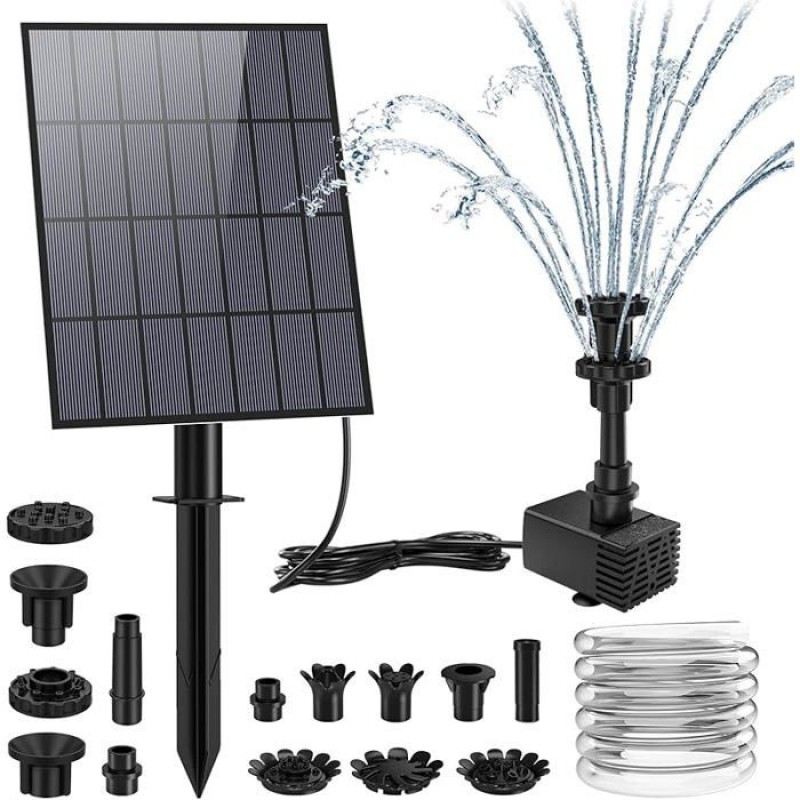 3,5-w-solarpumpe Für Gartenteiche, Solarbrunnen Für Gärten Mit 1,5 M Schlauch Und 9 Strahlmodi, A-3,5-w-pumpe